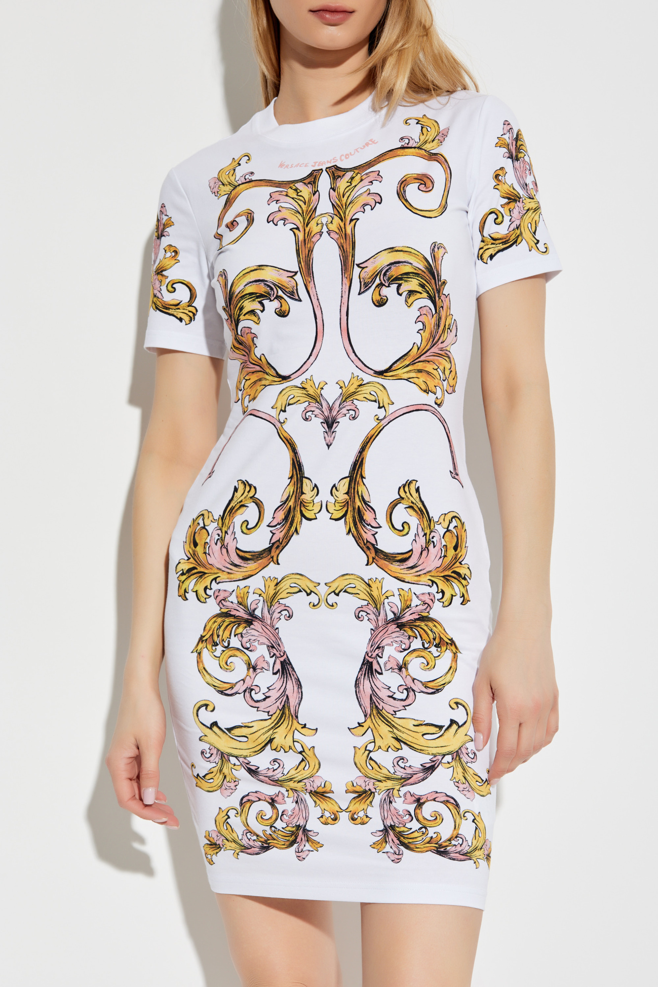 White Dress with Barocco print Versace Jeans Couture - Vitkac AS